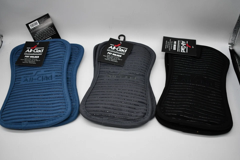 ALL-CLAD Set of Two All Clad Silicone Heavy Cotton Washable Potholders - (CHOOSE COLOR)