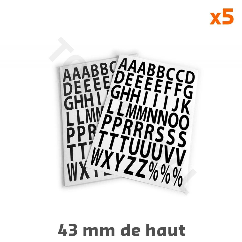 Lettres adhésives 43mm prédécoupées pour créer une signalisation lisible sans outils