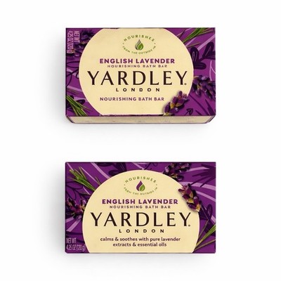 2 Yardley English Lavender Soap 4.25 oz Soothing Floral Scent Normal Skin Unisex