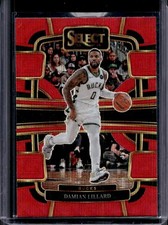 2023-24 Panini Select Damian Lillard Red Wave Prizm Concourse #63 Bucks