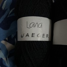 JAEGER Lana Yarn Vintage 50g x 2 balls 100% pure new wool black 