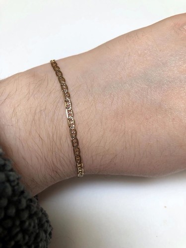 Vintage Estate 10K Yellow and White Gold 8” Mariner Diamond-Cut Chain Bracelet - Picture 5 of 8