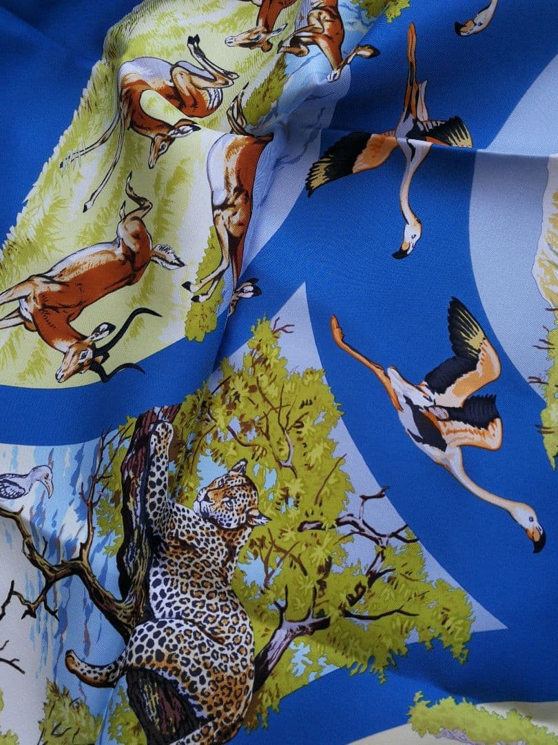 Hermes Scarf Stole Tanzanie Blue Robert Dallet Tanzania Animal