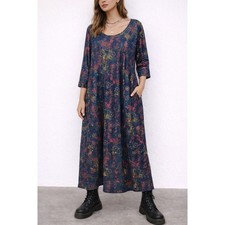 Natural Life Floral Midi Dress Size XL Blue Red Yellow