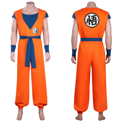 Dragon Ball Z Goku Adult Anime Costume Cosplay Optional Super Saiyan Wig