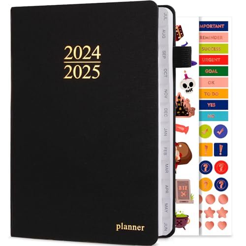 2024-2025 Planner, 2024-2025 Weekly and Monthly Planner, Academic Black