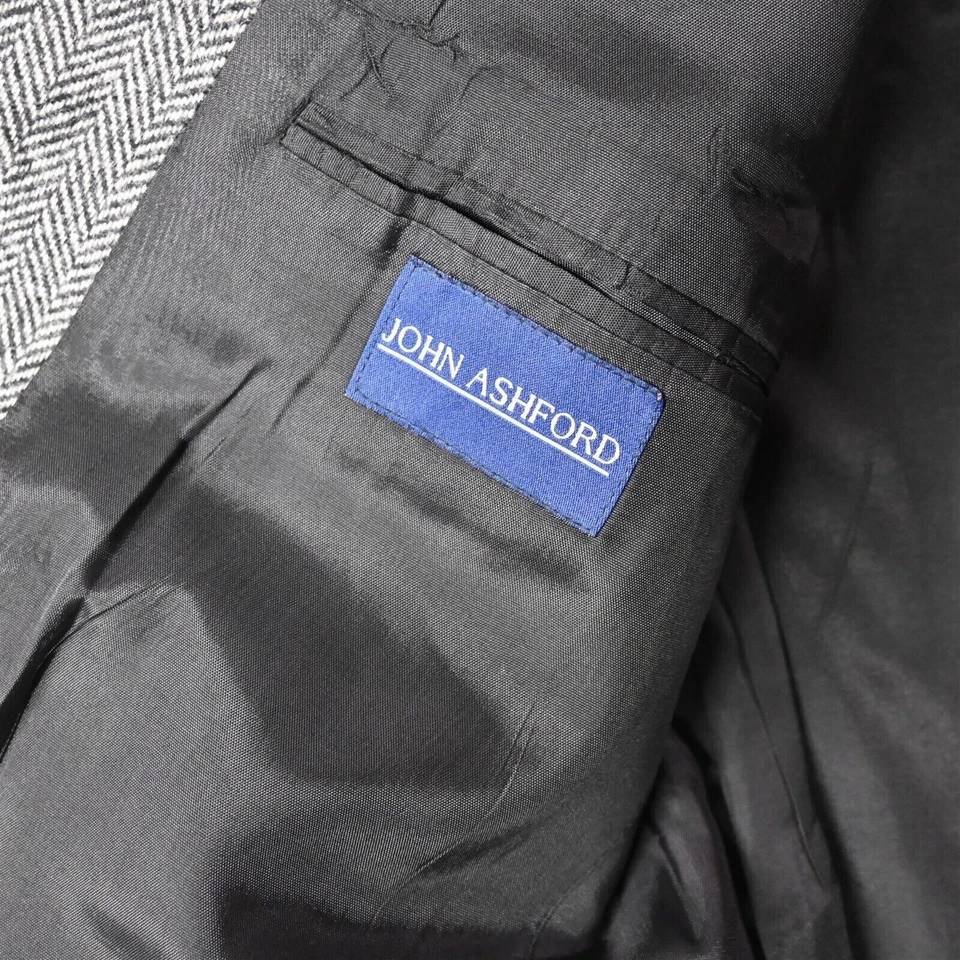 Blazer chaqueta deportiva abrigo 44R gris espiga lana de cordero merino tweed para hombre 44R Foto 4 de 4