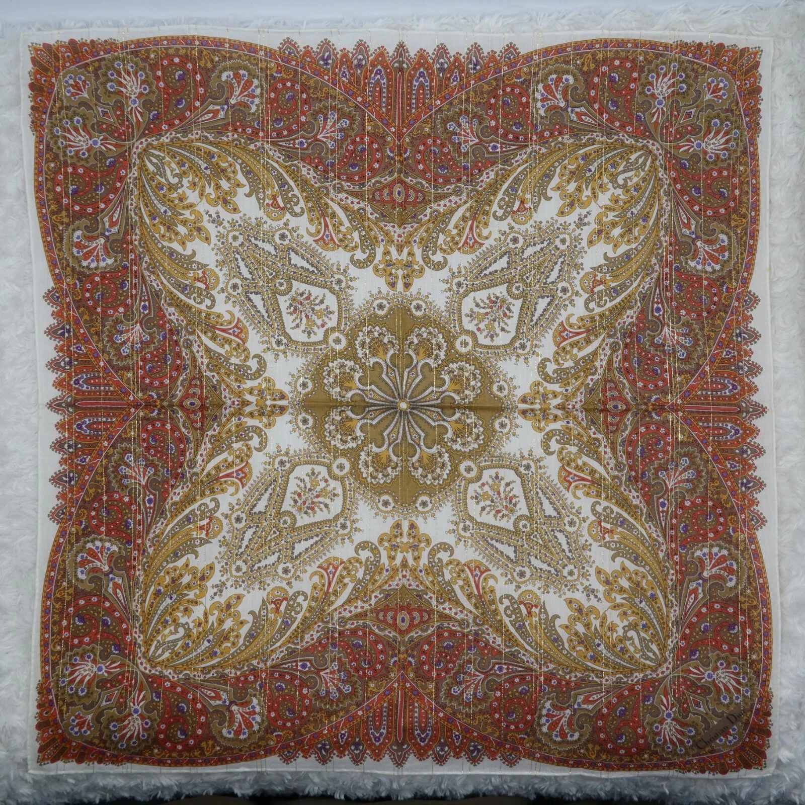 M273 CHRISTIAN DIOR foulard en coton Paisley foulards de poche carré 20