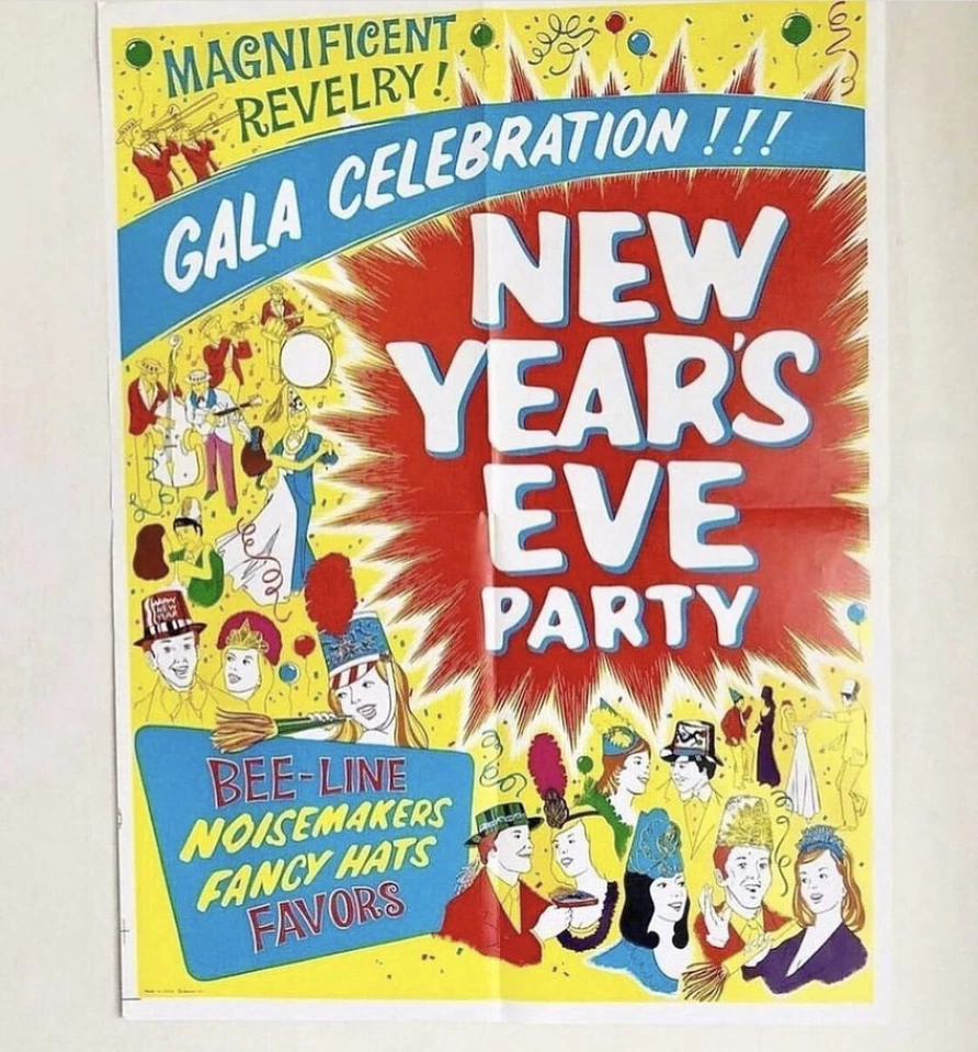 NOS Vintage 1960s Beistle New Year's Eve Party Favors Promotional Poster
