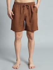 Linen 100 Boxer Shorts for men brown with pocket brief underwear comfortable