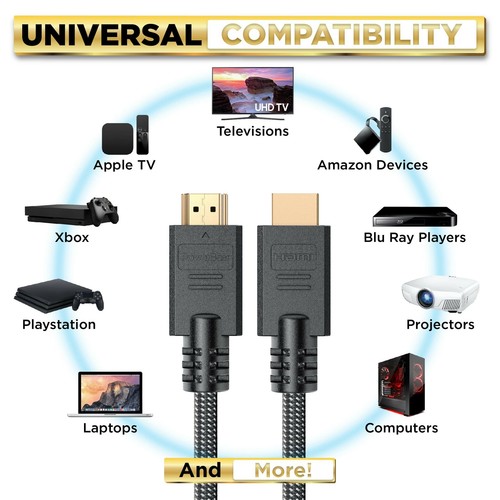 PowerBear 4K HDMI Cable 10 ft | High Speed Hdmi Cables, Braided Nylon & Gold ... - 第 5/7 張圖片