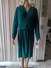 NWT $95 Chaps XL Forest Green Wrap Bodice Dress