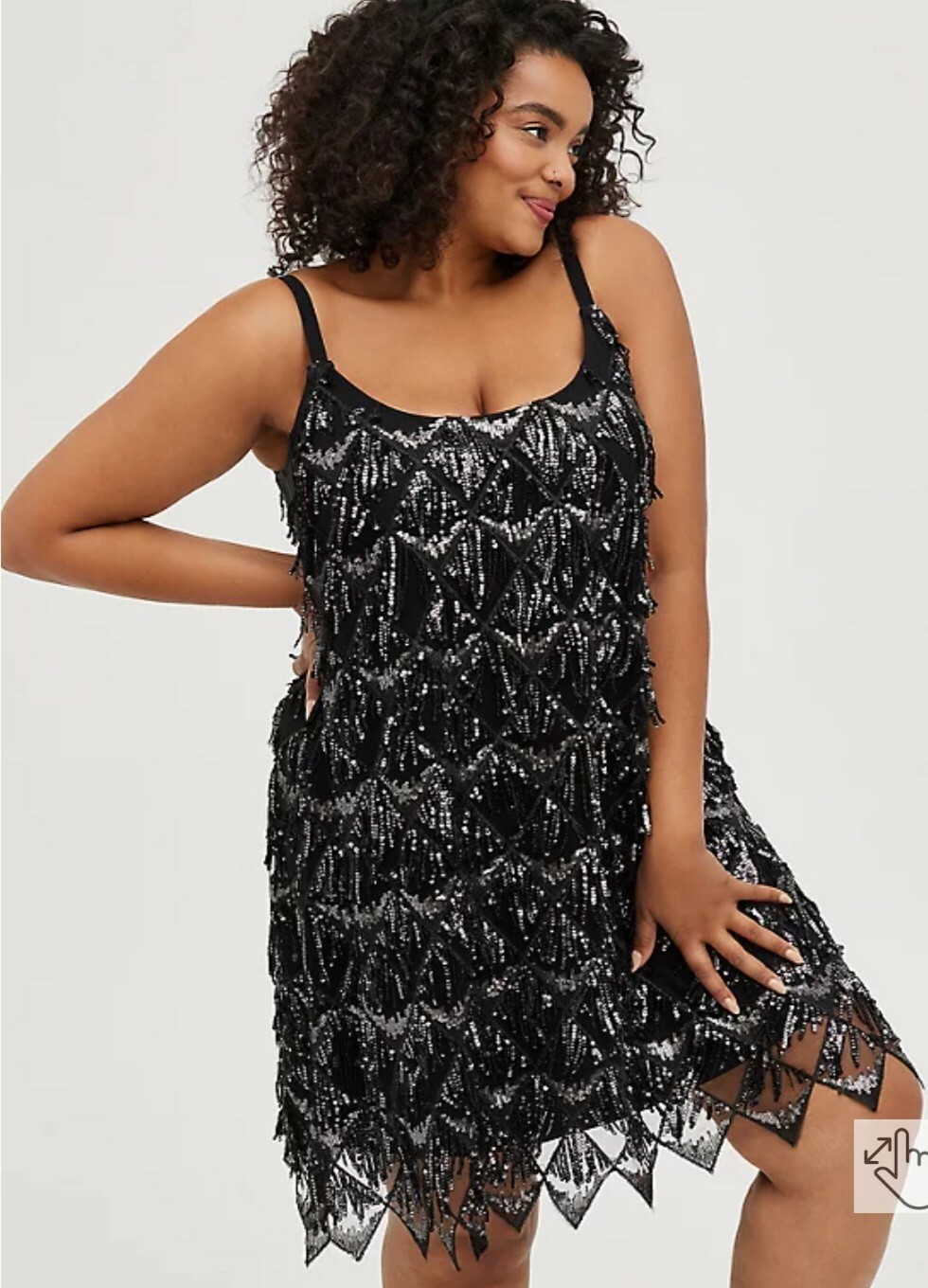 Torrid Plus Size 0 Large BLACK u0026 METAL SEQUIN FRINGE MINI DRESS | eBay