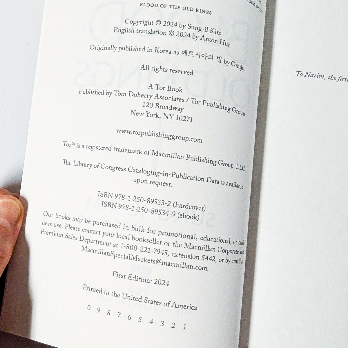 BLOOD OF THE OLD KINGS by Sung-Il Kim *10/24 ARC* TOR Books Advance Reader Copy