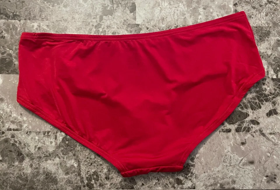 НОВЫЙ С ЯРЛЫКАМИ AMBRIELLE МАЛЕНЬКИЙ КРАСНЫЙ ГЛАДКИЙ ЭЛАСТИЧНОЙ НЕЙЛОНА СПАНДЕКС ХИПСТЕР ТРУСИКИ - Изображение 3 из 4