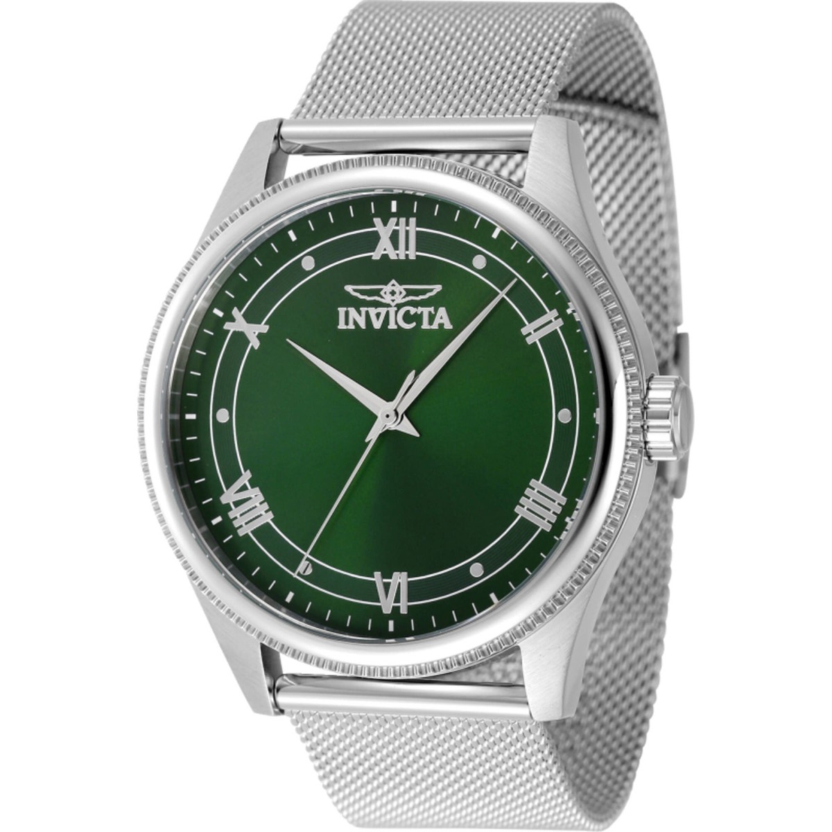 Invicta Men's Watch Celestial Quartz Green Dial Steel Mesh