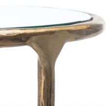 Restoration Forged Iron Hardware Thaddeus Style Round Glass Accent Table