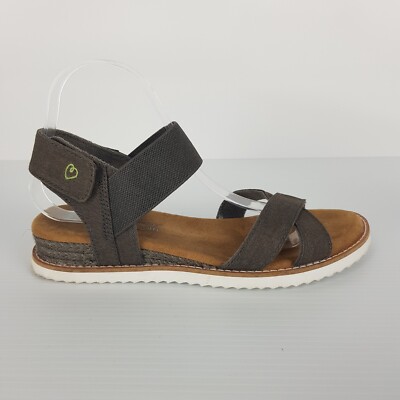 Bobs By Sketchers Arch Fit Size US 9 39 Grey Memory Foam Strappy Comfort Sandal