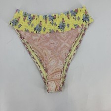 River Island Women's Mixed Floral High Rise Bikini bottoms in Yellow Size 8 NWT