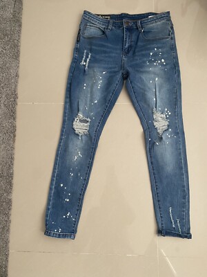 Mens Bee Inspired Paint Splatter Jeans UK
