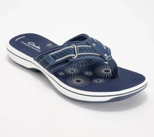 Clarks Breezey Sun Navy Toe-Post Sandal Women's sizes US 5-12 NEW!!!