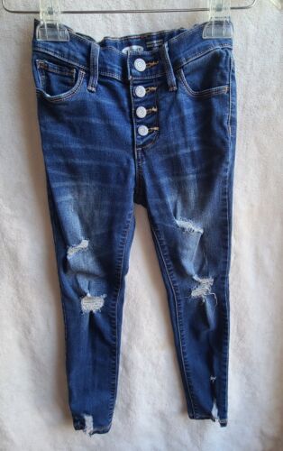 Lotto di 2 jeans in denim vecchi navy Rockstar super magri per ragazze taglia 7 - Foto 1 di 14