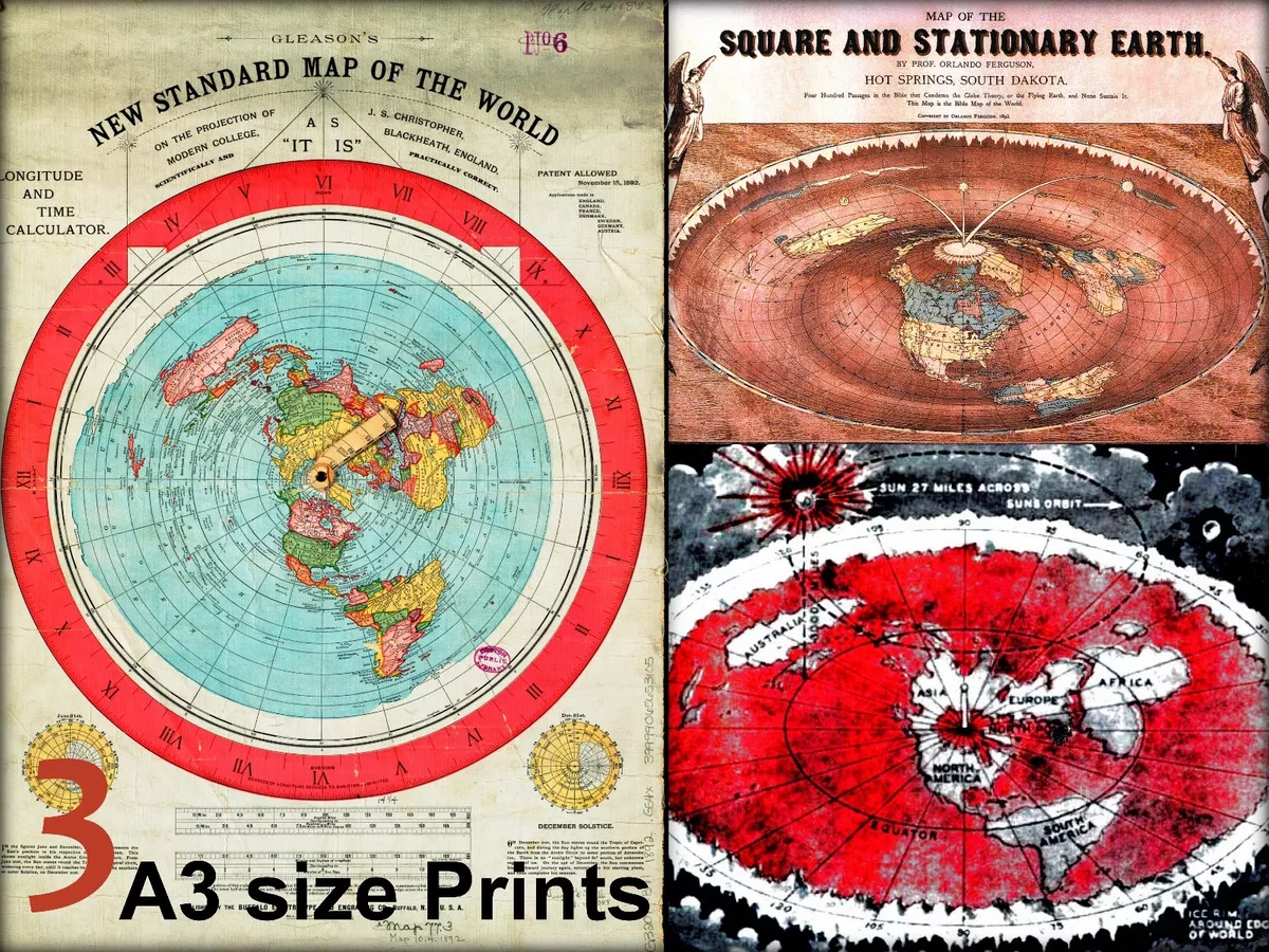 1892 Flat Earth Map Alexander Gleason's New Standard Map of the