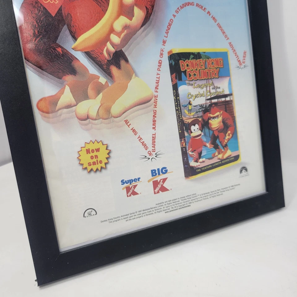 Donkey Kong Country анимационный журнал VHS реклама винтажная в рамке Kmart - Изображение 2 из 2