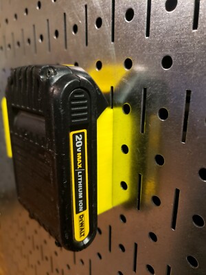 **2 Pack** YELLOW Dewalt 20V Wall/Under Shelf Locking Battery Holder Mount  