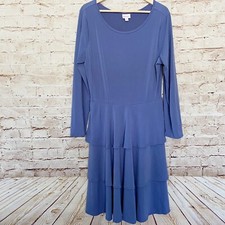 Lularoe Womens Plus Size Georgia Ruffle Dress Stretch Size 2XL Blue