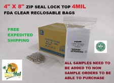4x8 Clear Elkay Plastic LK 4Mil Zip Seal Lock Top Reclosable Poly Bags 4 Mil
