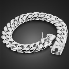 925 Sterling Silver 12mm Cuban Chain Bracelet Lenght 7"-10" for Men Boys Women