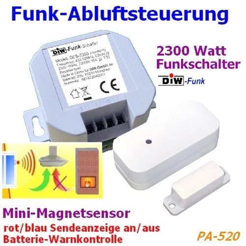 EINBAU Abluftsteuerung PA-520 SPARSET mit Fensterschalter Dunstabzug DIW-Funk