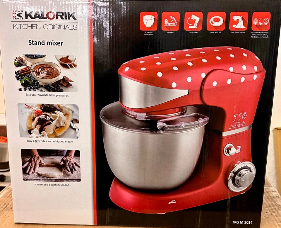 Standmixer Küchenmaschine Kalorik TKG M 3014 rot 5l mit Zubehör "NEU" - Bild 2 von 4