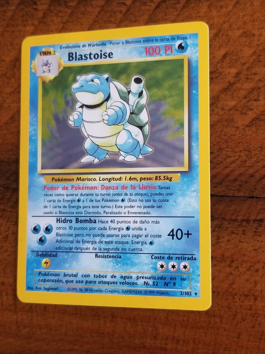 BLASTOISE 2/102 Holo Rare Base Set Spanish Pokemon Card Light Play