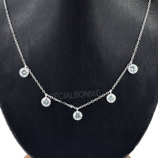 5 mm Elegant White Diamond Chain Necklace In 925 Silver  FREE Diamond studs 