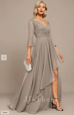 JJs House Mother of the Bride Groom Sz 6 A-line Floor Length Chiffon Taupe