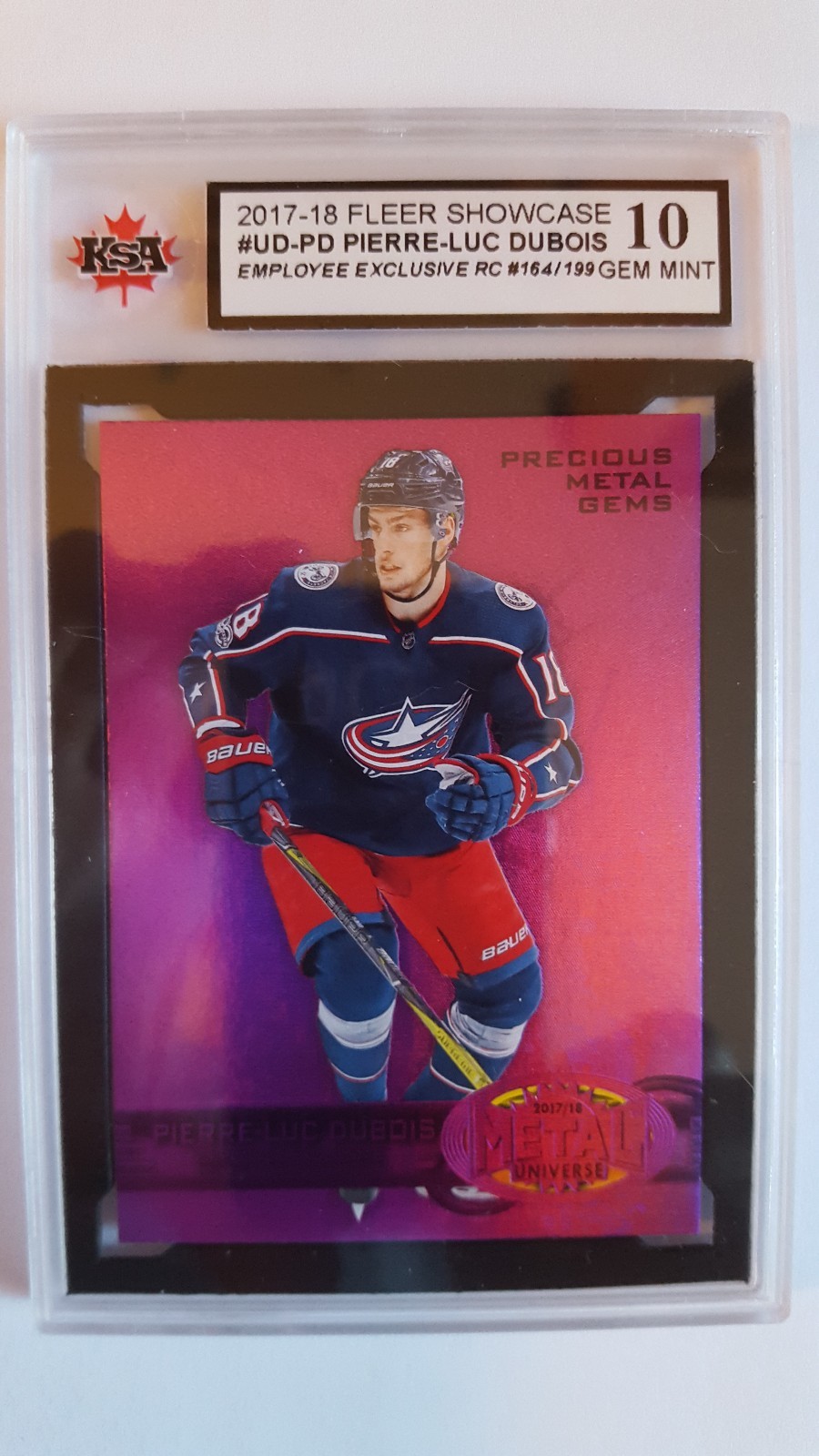 Pierre-Luc Dubois 2017-18 Precious Metal Gem Employee Purple Rookie Hockey Card!
