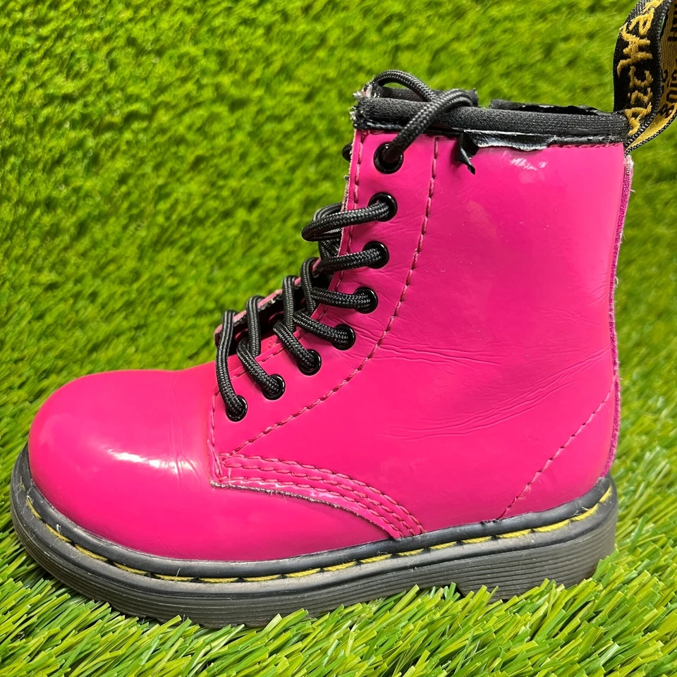 Botas Dr. Martens Brooklee B Niño Pequeño Talla 7C Rosa Negro Caminar Exterior Cremallera Lateral Foto 3 de 4