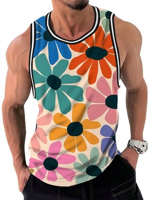 Fantasy ATR Flower 3D Printed Tank Top   Casual Unisex Summer Gym Vest
