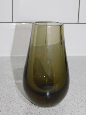 VINTAGE MID CENTURY MODERN SCHWERE RAUCHBRAUN GLAS TROPFEN VASE MURANO? SCANDI?