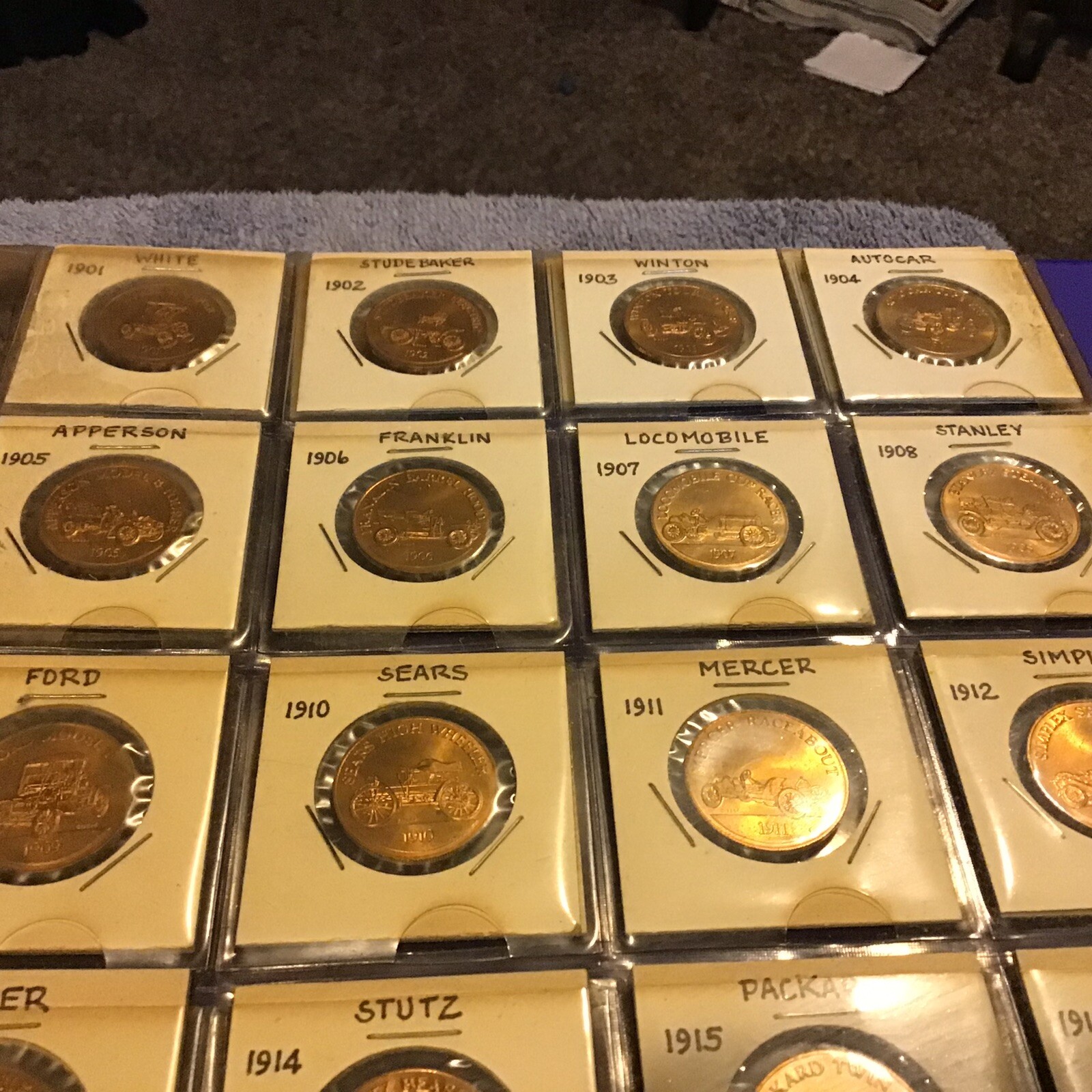 Vintage The Franklin Mint Antique Car Collection-25 coins/tokens 1968