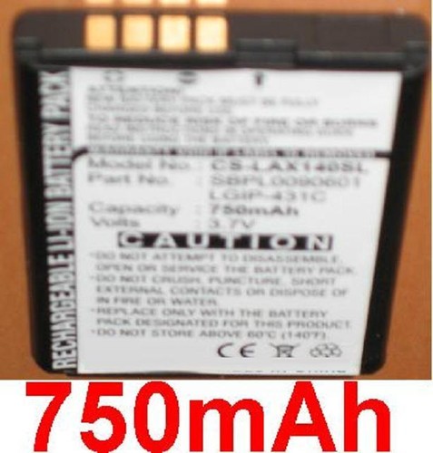 BATTERIE 750mAh Tipo LGIP-431C SBPL0090601 Para LG AX140, AX150