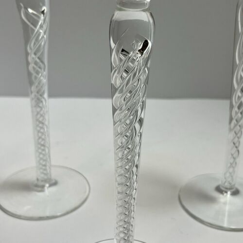 Bohemia Crystal Crystalex Air Twist Stem Cordial Glasses 8.5” Tall VTG Set of 4 - Picture 3 of 6