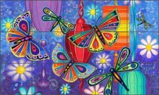 Glass Tile Backsplash Nancy Jacey Butterfly Art Kitchen Shower CPA-NJ13025