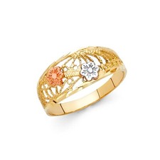 Ausgefallener Blumenring Gold 14 Karat Tri Color Gold
