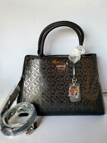 GUESS Black satchel 2-compartments Convertible crossbody to handbag w/ Charms - Picture 1 of 19