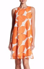 Nine West Ivory/Orange Tango-Multi Multi Floral Georgette Shift Dress - $99