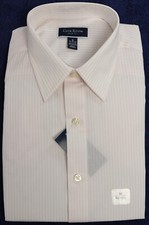 New Mens Club Room Slim Fit White Pink Stripe Dress Shirt 15 - 15.5 M