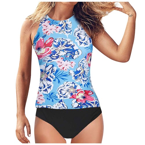 Womens Summer Floral Print Tankini Set Briefs Swimwear Beach Two Piece Swimsuits - Picture 29 of 33